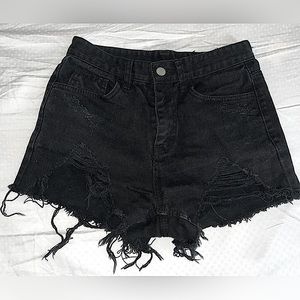American Eagle Women Denim Shorts Size S Dark Black slight strech